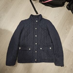 J. Crew Navy Quilted Snap-Front Puffer Jacket